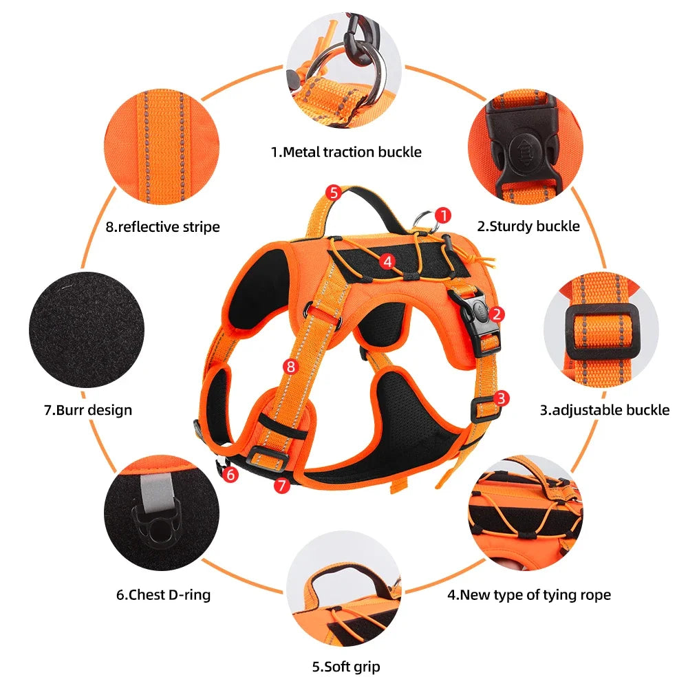 Multi-Functional Dog Harness - No-Pull Reflective Design