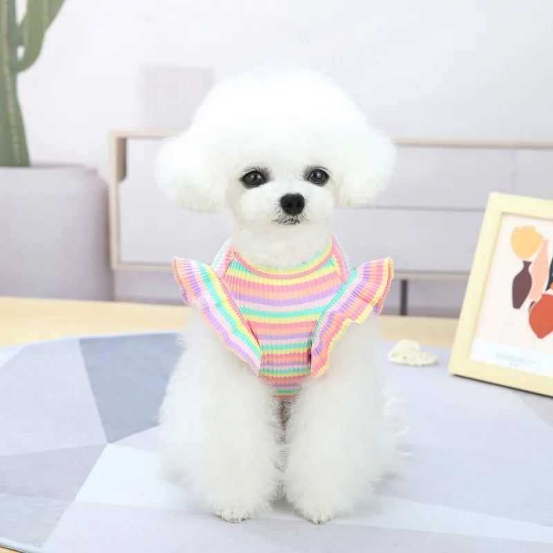 Ruffle Striped Skirt Vest - Sweet Party Dress for Pets