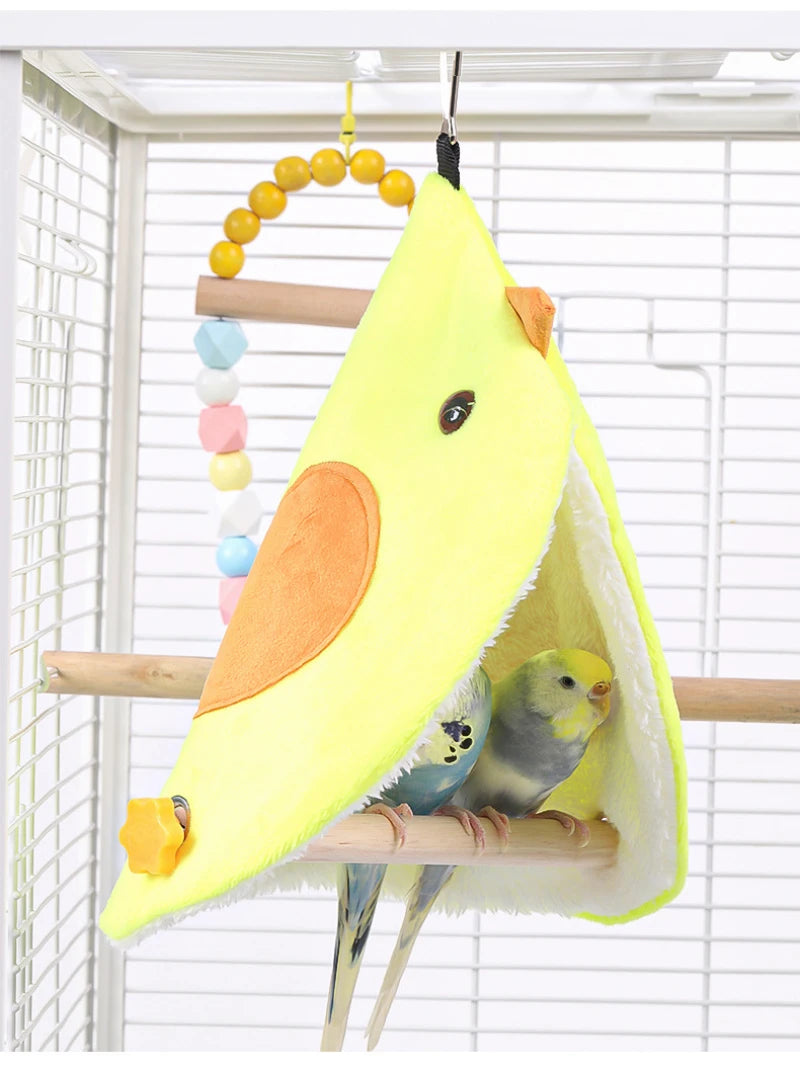 Soft Plush Bird Nest - Parrot Hammock Hanging Bed & Cave Hut for Parakeets & Small Birds