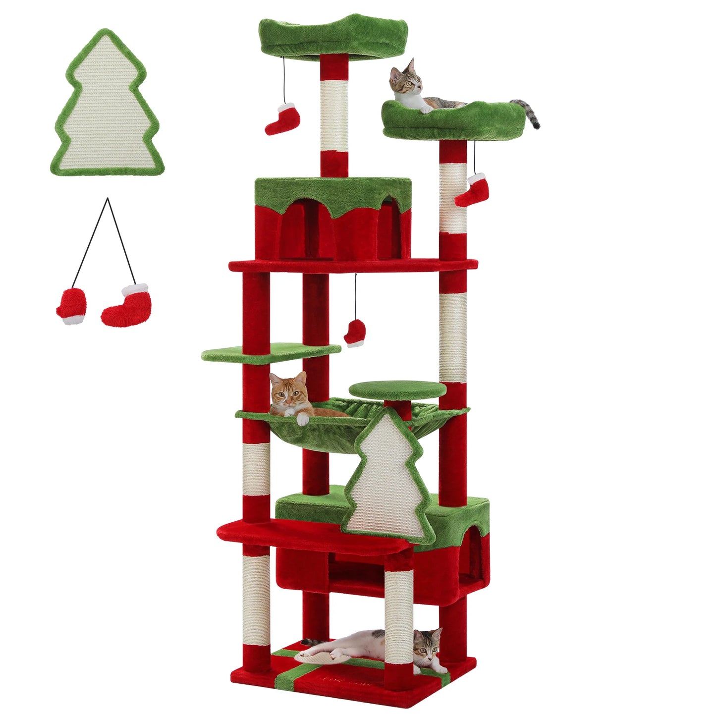 Large Cat Tree Tower - Sisal Scratching Posts with Hammock