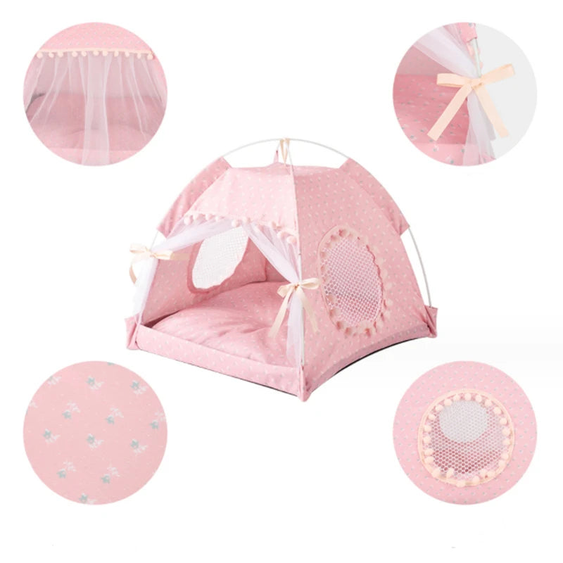 Sweet Princess Cat Tent - Foldable Basket Bed