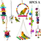 Colorful Wooden Bird Toys - Swing Hammock & Chewing Toys Set for Parrots