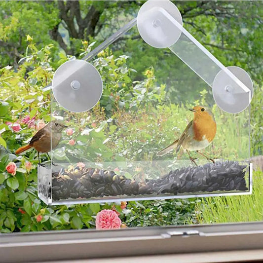 Window Type Bird Feeder - Reusable Tray with Waterproof Transparent Design and Suction Cup Installation