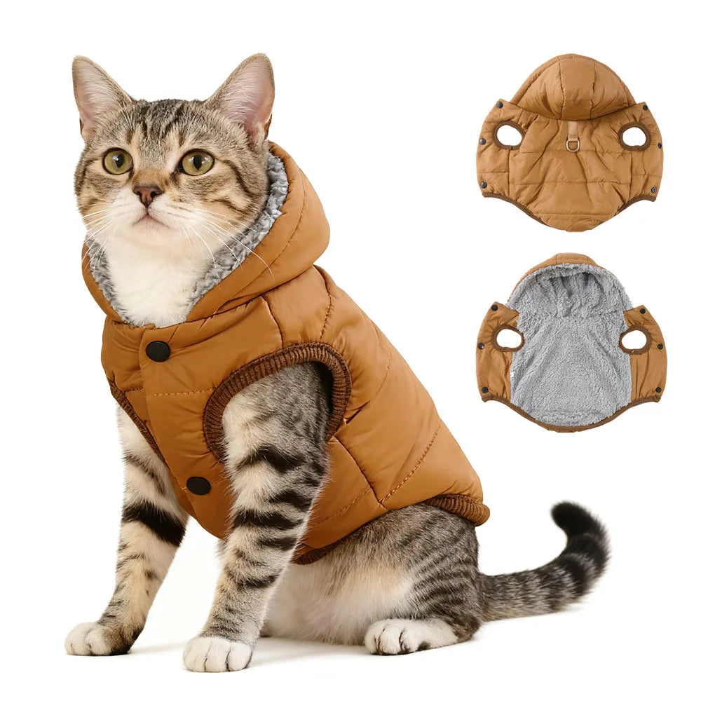Windproof Cat Hoodie - Cozy Fleece Winter Jacket