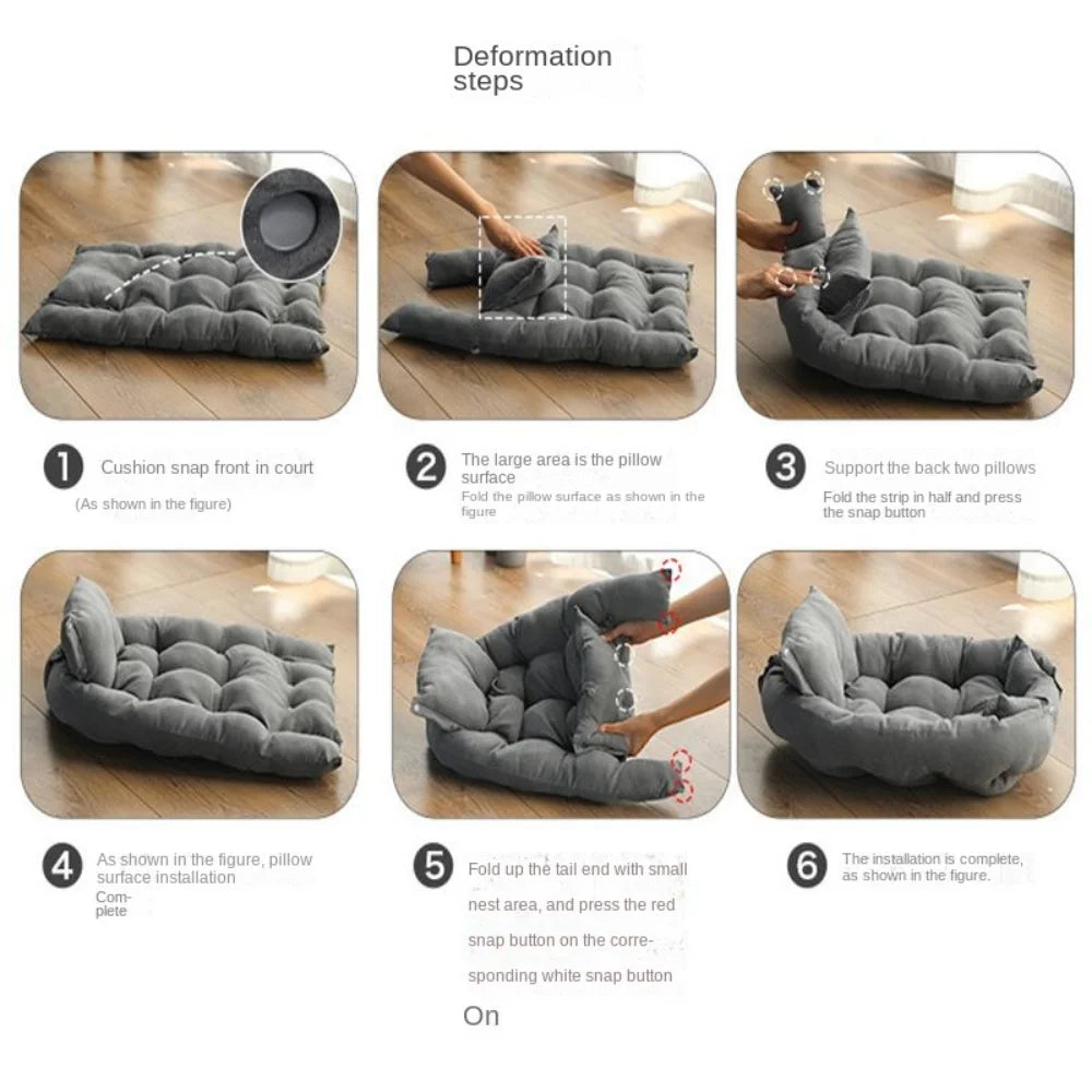 Multifunctional 3-in-1 Pet Bed - Soft Sofa and Kennel Mat