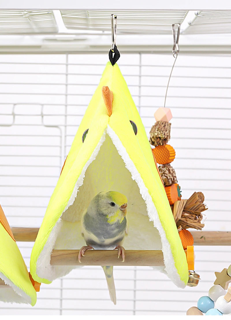 Soft Plush Bird Nest - Parrot Hammock Hanging Bed & Cave Hut for Parakeets & Small Birds