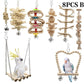 Colorful Wooden Bird Toys - Swing Hammock & Chewing Toys Set for Parrots