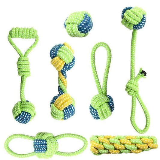 Cotton Rope Dog Toy Set - Interactive Ball and Chew Toys