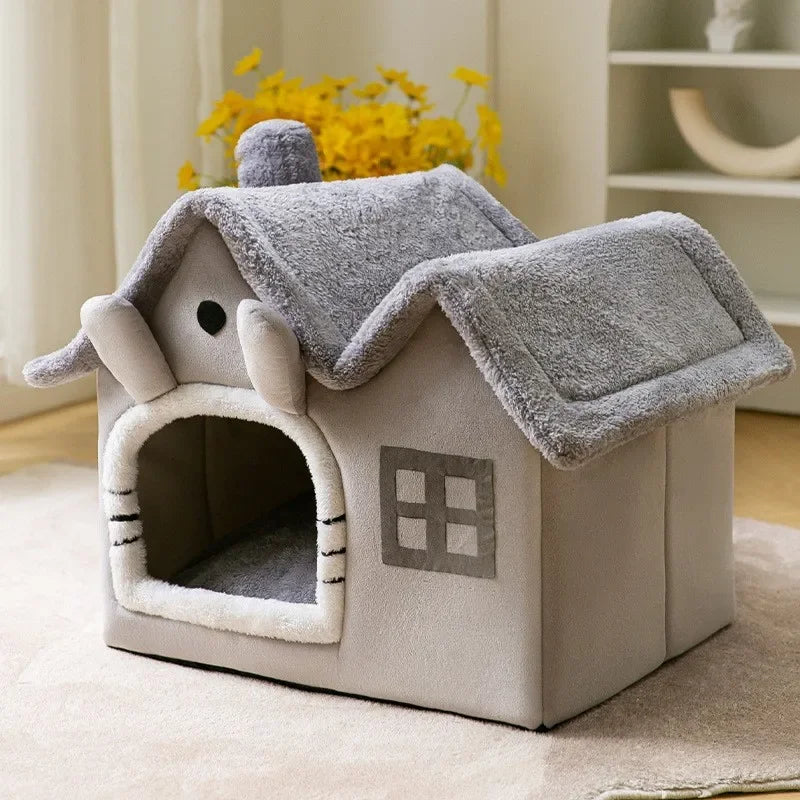 Foldable Pet House - Warm Cave Bed for Dogs and Cats