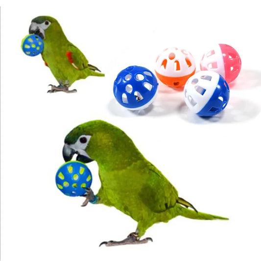 10pcs Colorful Hollow Rolling Bell Ball - Parrot Chew Toy for Parakeets & Cockatiels
