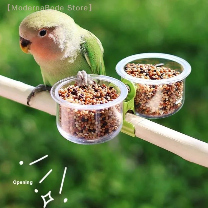 Parrot Food Bowl Feeder Cup with Clip - Small Pet Bird Water Bowl & Feeding Basin for Bird Cages
