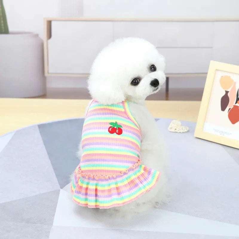 Ruffle Striped Skirt Vest - Sweet Party Dress for Pets
