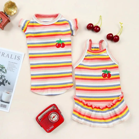 Ruffle Striped Skirt Vest - Sweet Party Dress for Pets
