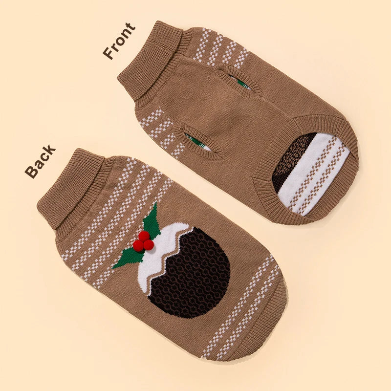 Knitted Christmas Dog Sweater - Holiday Turtleneck Pullover
