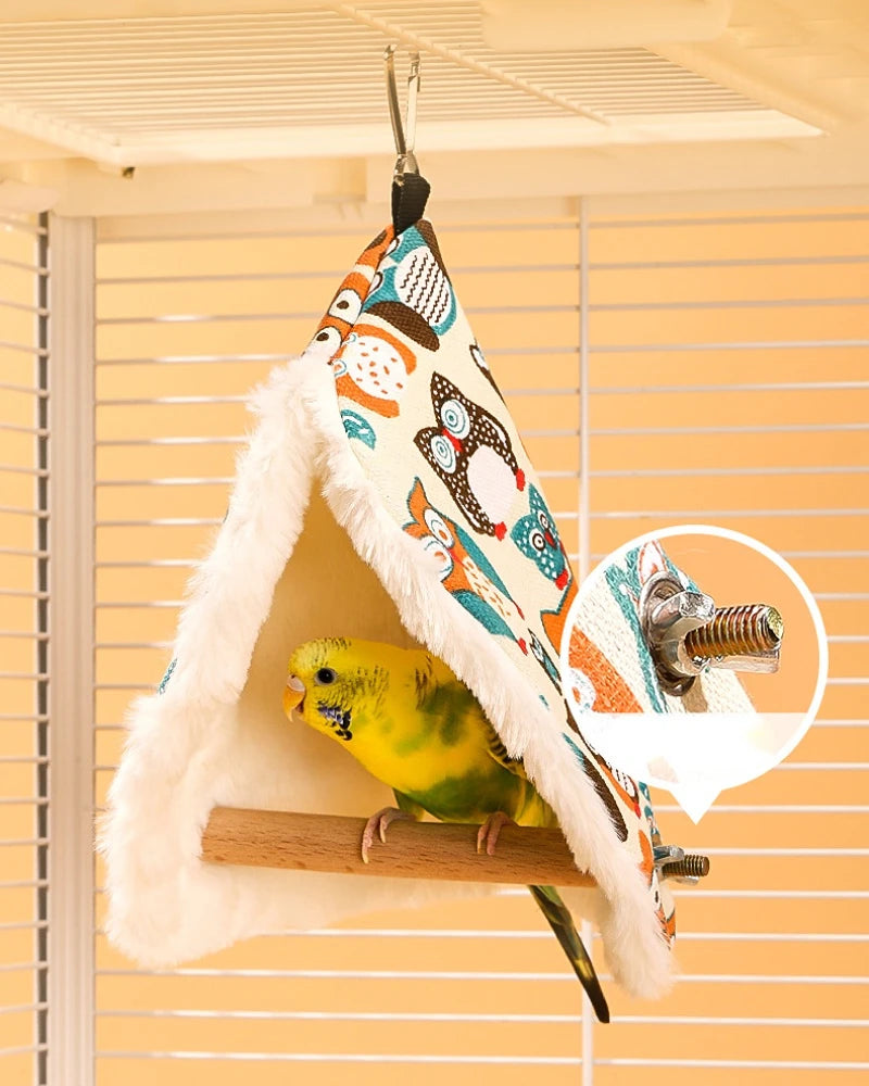Soft Plush Bird Nest - Parrot Hammock Hanging Bed & Cave Hut for Parakeets & Small Birds