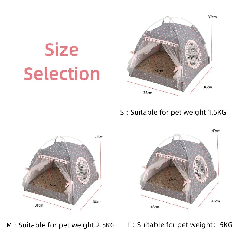 Sweet Princess Cat Tent - Foldable Basket Bed