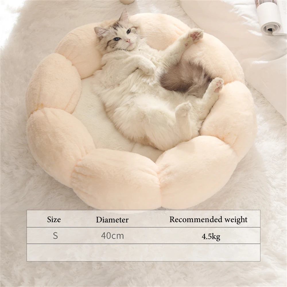 Round Plush Pet Bed - Warm Sleeping Cave Lounger