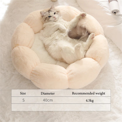 Round Plush Pet Bed - Warm Sleeping Cave Lounger