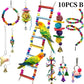 Colorful Wooden Bird Toys - Swing Hammock & Chewing Toys Set for Parrots