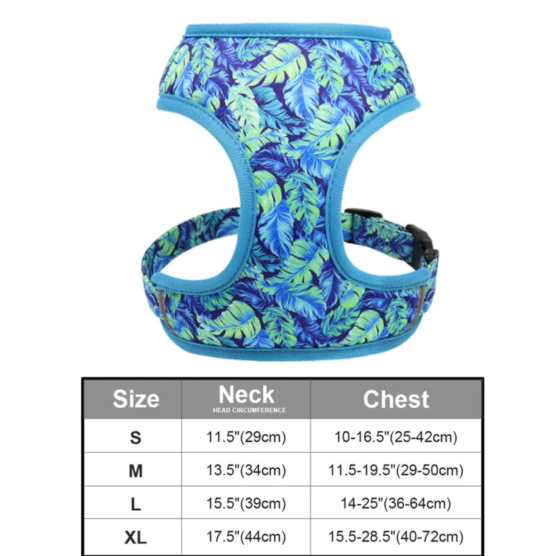 Floral Dog Harness and Leash Set - Adjustable Vest for All Sizes