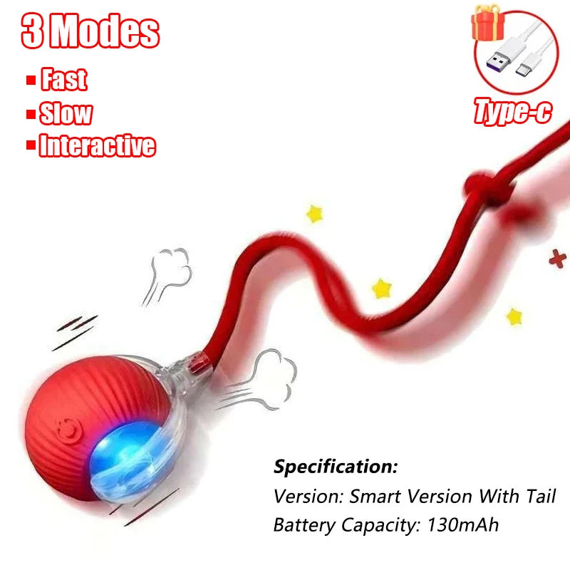 Interactive Rolling Ball - Rechargeable Mouse Tail Toy
