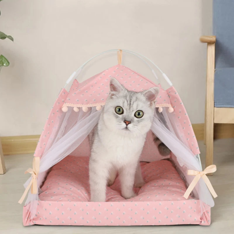 Sweet Princess Cat Tent - Foldable Basket Bed